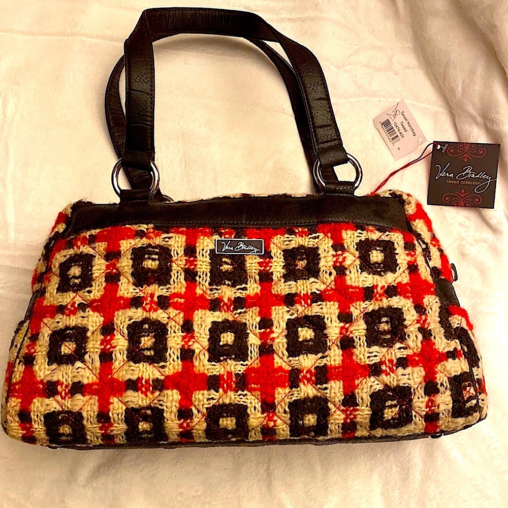 Vera Bradley Tassel Handbag Tweed NWT + travel pouch